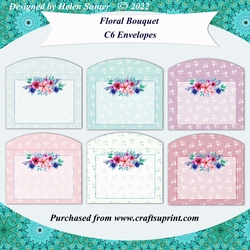6 Floral Bouquet C6 Envelopes for Cards and Stationery