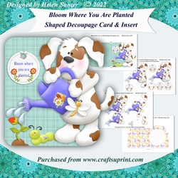 Bloom Where You Are Planted Shaped Decoupage Card and Insert