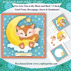 Love You to the Moon and Back Fox 7.5 Inch Card Front & Insert 