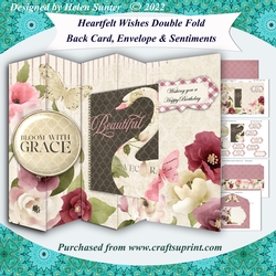 Heartfelt Wishes Double Fold Back Card with Envelope and Sentiments