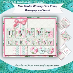 Happy Birthday Card Front with Decoupage and Insert