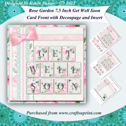Get Well Soon 7.5 Inch Card Front with Decoupage and Insert