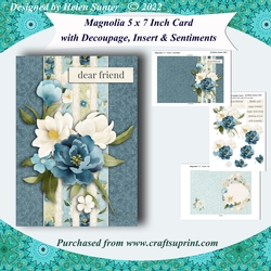 Magnolia 5x7 Inch 3D Decoupage Card with Insert and Sentiments