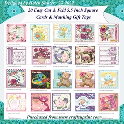 20 Easy Cut and Fold Cards with Matching Gift Tags Bumper Kit Set 1