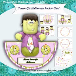 Terror-ific Halloween Rocker Card with Decoupage, Inserts and Envelope