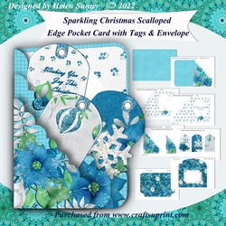Sparkling Christmas Scalloped Edge Pocket Card with Tags and Envelope