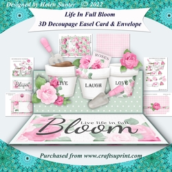Live Life In Full Bloom 3D Decoupage Easel Card and Envelope