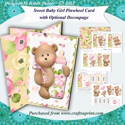 Sweet Baby Girl Pinwheel Card with Decoupage