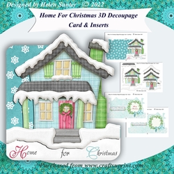 Home For Christmas Shaped 3D Decoupage Card
