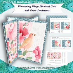 Blossoming Wings Pinwheel Card with various sentiments
