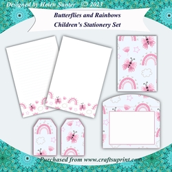 Butterflies and Rainbows Childrens Stationery Set