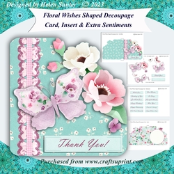 Floral Wishes Shaped 3D Decoupage Card with Extra Sentiments