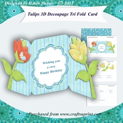 Tulips Shaped 3D Decoupage Trifold Card