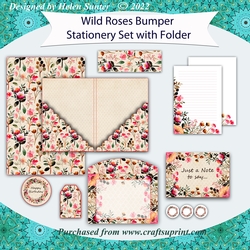 Wild Roses Bumper Stationery Set with Folder
