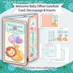 New Baby Welcome Offset Gatefold Card - Baby Lion