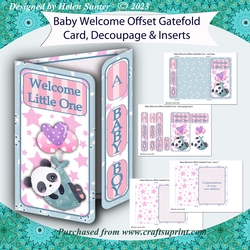 New Baby Welcome Offset Gatefold Card - Baby Panda