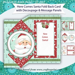 Here Comes Santa Decoupage Fold Back Christmas Card