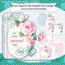 Your Special Day Shaped 3D Decoupage Card with Insert and Envelope