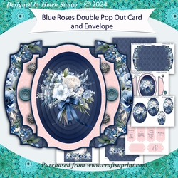 Blue Flowers Double Pop Out Pyramage Card