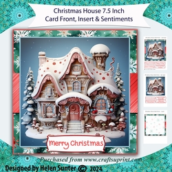 Christmas House 7.5 Inch Card Front with Insert and Sentiments
