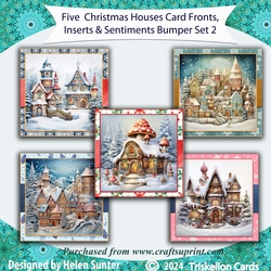 Christmas Houses 7.5 Inch Card Front with Insert and Sentiments Bumper Set 2