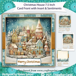 Christmas House 7.5 Inch Card Front with Insert and Sentiments