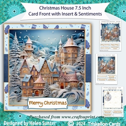 Christmas House 7.5 Inch Card Front with Insert and Sentiments