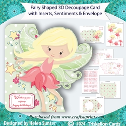 Fairy Shaped 3D Decoupage Card with Inserts and Envelope