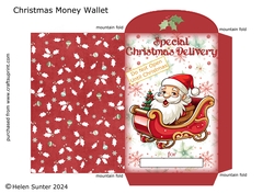 Santa In His Sleigh Christmas Money Wallet / Envelope