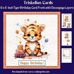 6 Inch Tiger Birthday Card Front and Insert