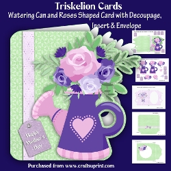 Watering Can and Roses Shaped Card with Insert and Envelope