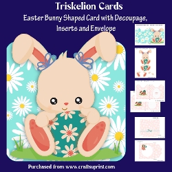 Easter Bunny Shaped Decoupage Card with Inserts and Envelope