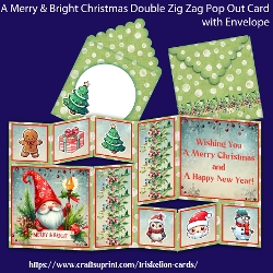 A Merry and Bright Christmas Double Zig Zag Pop Out Card and Envelope