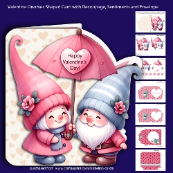 Valentine Gnomes Shaped Decoupage Card with Envelope