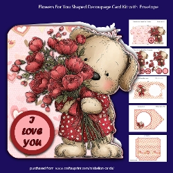 Flowers For You Shaped Decoupage Card with Envelope