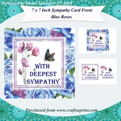 Blue Roses 7 x 7 Inch Sympathy Card Front Kit