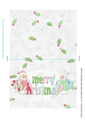 Snowman Christmas Insert to fit 5 x 7 Inch Tent Card Merry Christmas