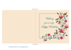 Climbing Roses Quick and Easy Print, Cut and Fold Birthday Card