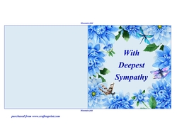 Blue Dahlias Quick and Easy Print, Cut and Fold Sympathy Card