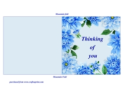 Blue Dahlias Quick and Easy Print, Cut and Fold Thinking of You Card