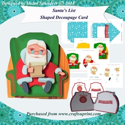 Santas List Shaped 3D Decoupage Christmas Card Kit