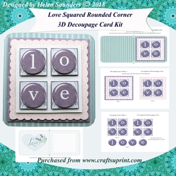 Love Squared Rounded Corner 3D Decoupage Card Kit