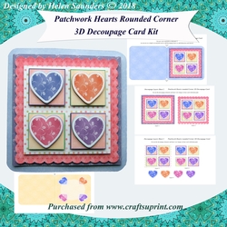 Patchwork Hearts Rounded Corner 3D Decoupage Card Kit