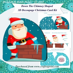Down The Chimney Shaped 3D Decoupage Christmas Card with Insert Mini Kit