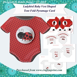 Ladybird Baby Vest Shaped Tent Fold Pyramage Card Kit