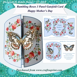 Rambling Roses 3 Panel Gatefold Card Kit - Happy Mothers Day