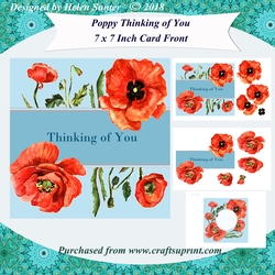 Poppy Thinking of You 7 x 7 Inch Card Front Topper with Decoupage & Insert