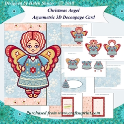 Christmas Angel 3D Decoupage Asymmetric Over the Edge Card