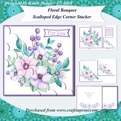 Floral Bouquet Scalloped Edge Corner Stacker 7 x 7 Inch Card Front