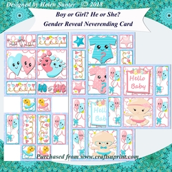 Gender Reveal Never Ending Card New Baby Boy or Girl Neverending